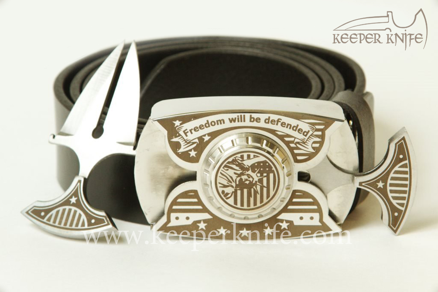 Купить пряжку нож KeeperKnife:  Freedom Will Be Defended (Silver)