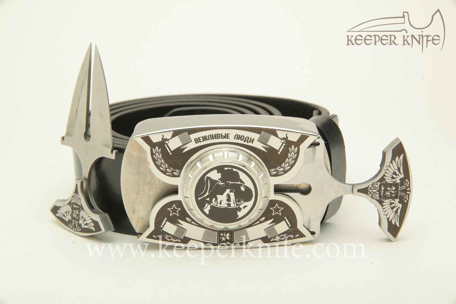 Купить пряжку нож KeeperKnife:  Вежливые люди (Серебро)